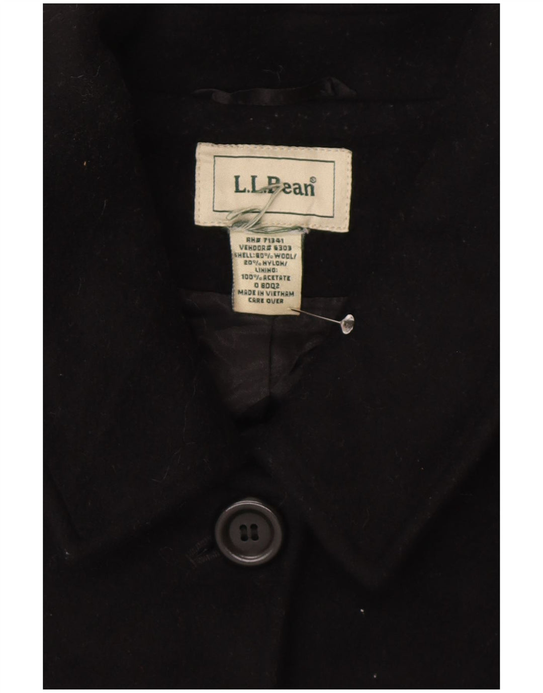 L.L.Bean Manteau Femme UK 20 2XL Laine Noire