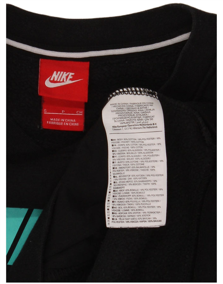 Nike Sweat-shirt surdimensionné graphique pour femme UK 10 Petit coton noir