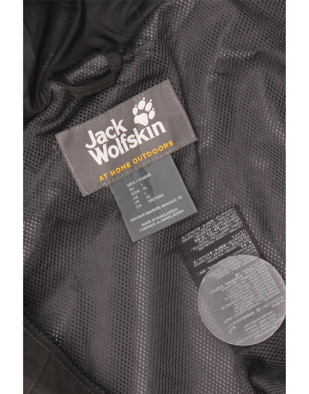 Jack Wolfskin Veste coupe-vent à capuche pour homme UK 40 Large Noir Polyester
