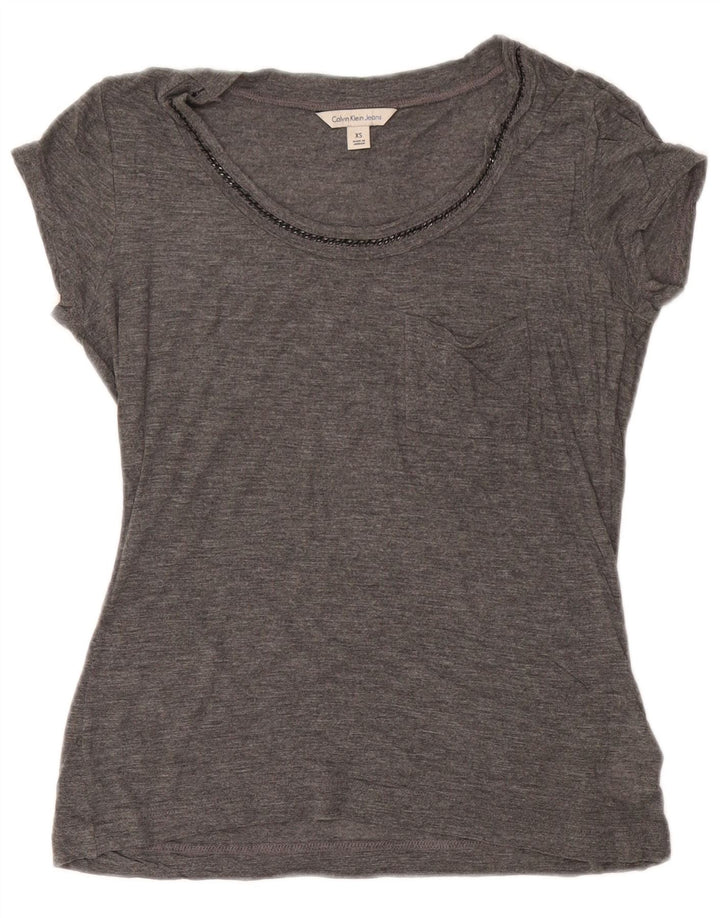 Calvin Klein T-shirt coupe ample pour femme UK 8 XS Gris Rayonne