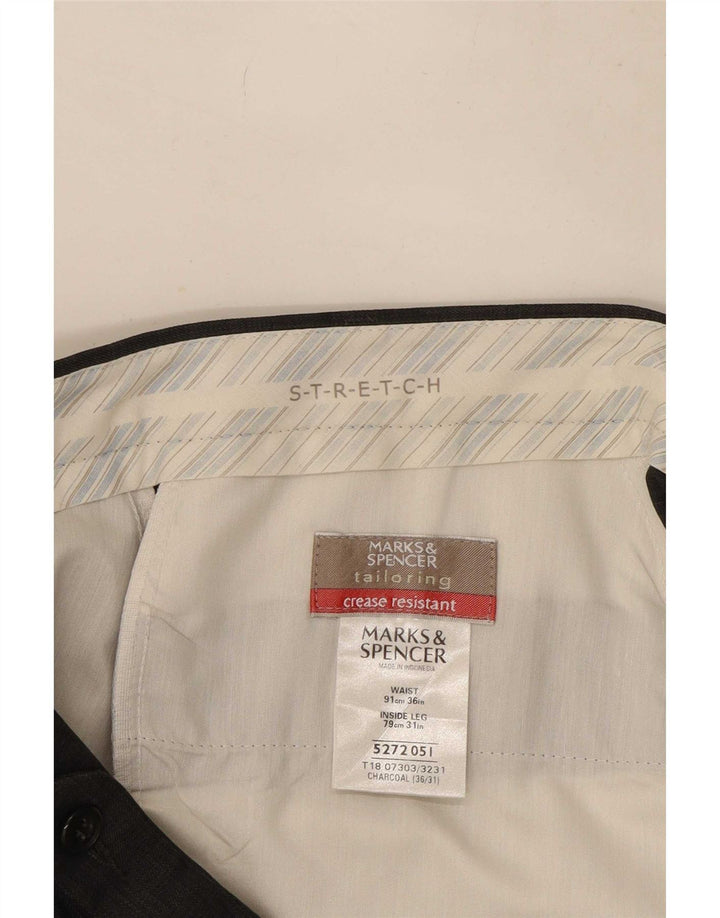 Marks & Spencer Pantalon de costume extensible pour homme W36 L31 Gris Polyester