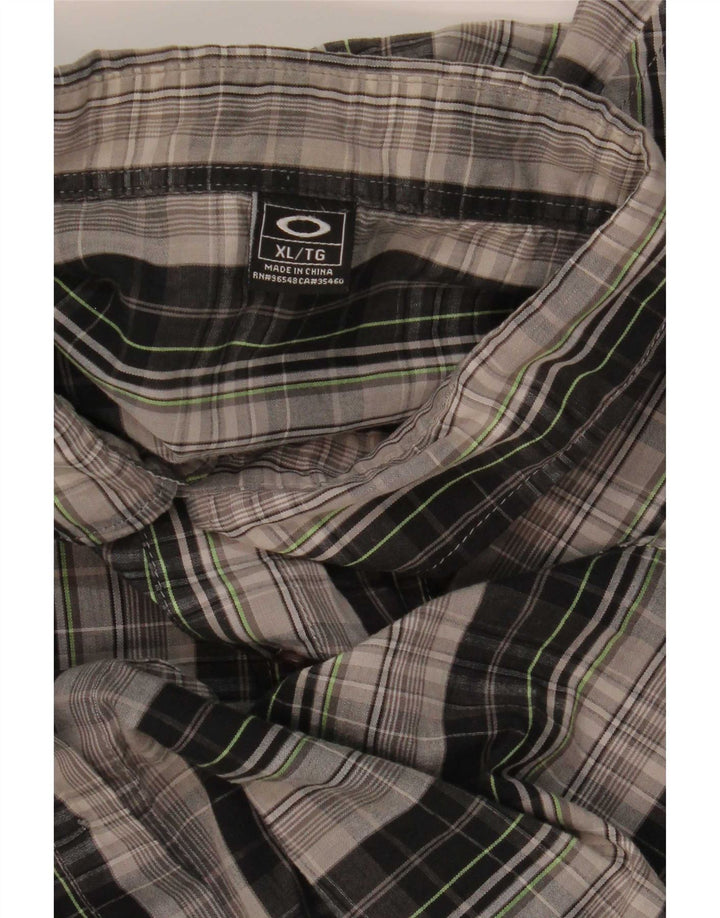 Oakley Chemise à manches courtes pour homme XL Gris à carreaux