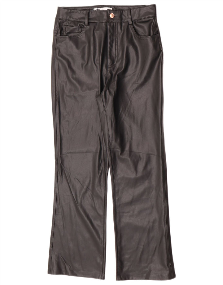 Zara Pantalon Bootcut en simili cuir pour femme EU 38 Small W28 L26 Noir