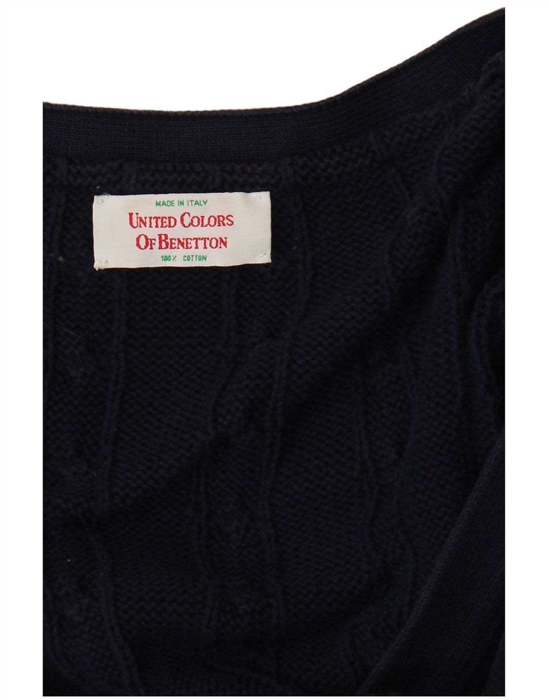 BENETTON Pull Cardigan Homme Grand Bleu Marine Coton