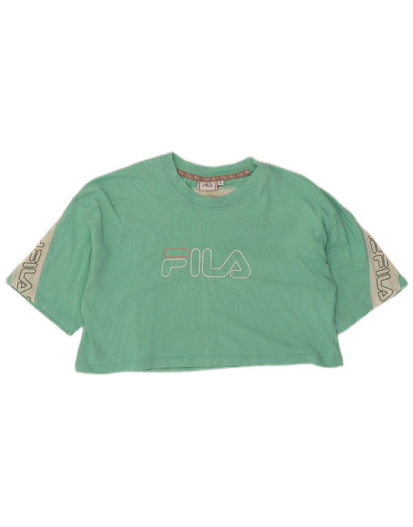 Fila Womens Crop Graphic T-Shirt Top UK 10 Small Vert Colorblock