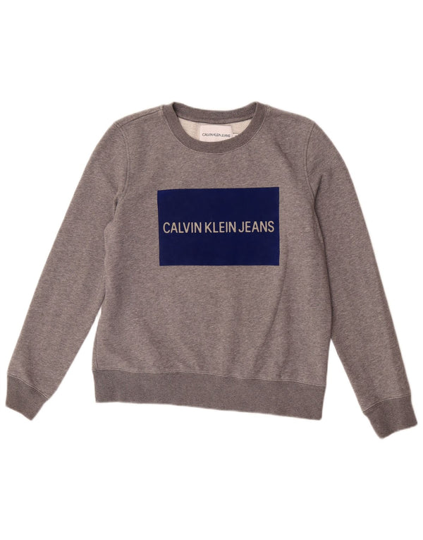Calvin Klein Jeans Sweat-shirt graphique pour femme UK 14 Gris moyen