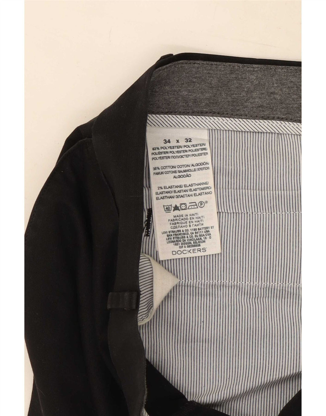 Dockers Pantalon Chino Droit Homme W34 L32 Noir Polyester