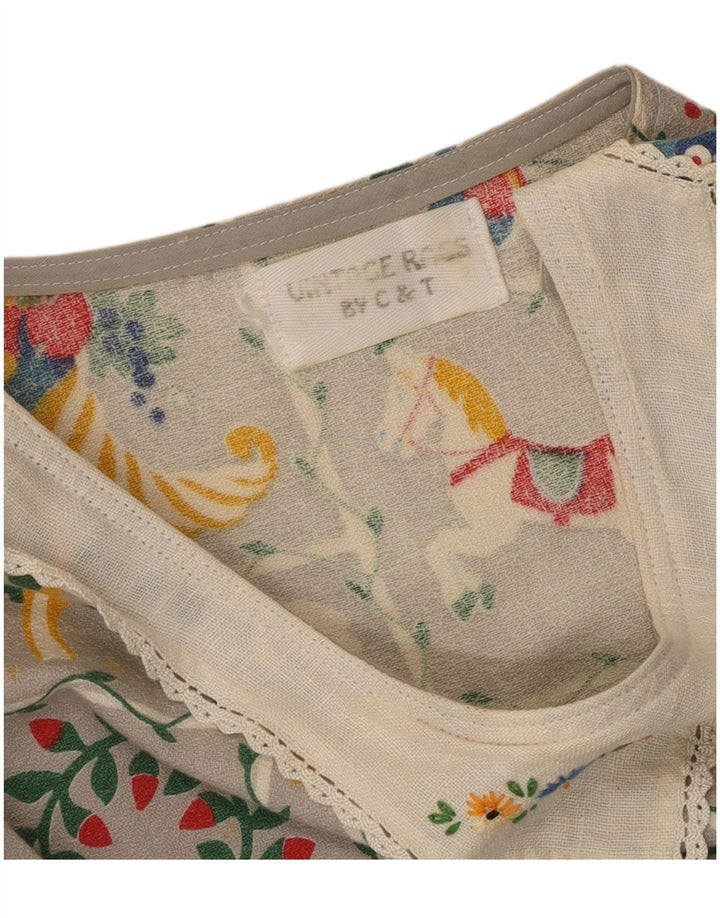 VINTAGE Femmes Graphique Shift Robe UK 16 Grand Gris Floral