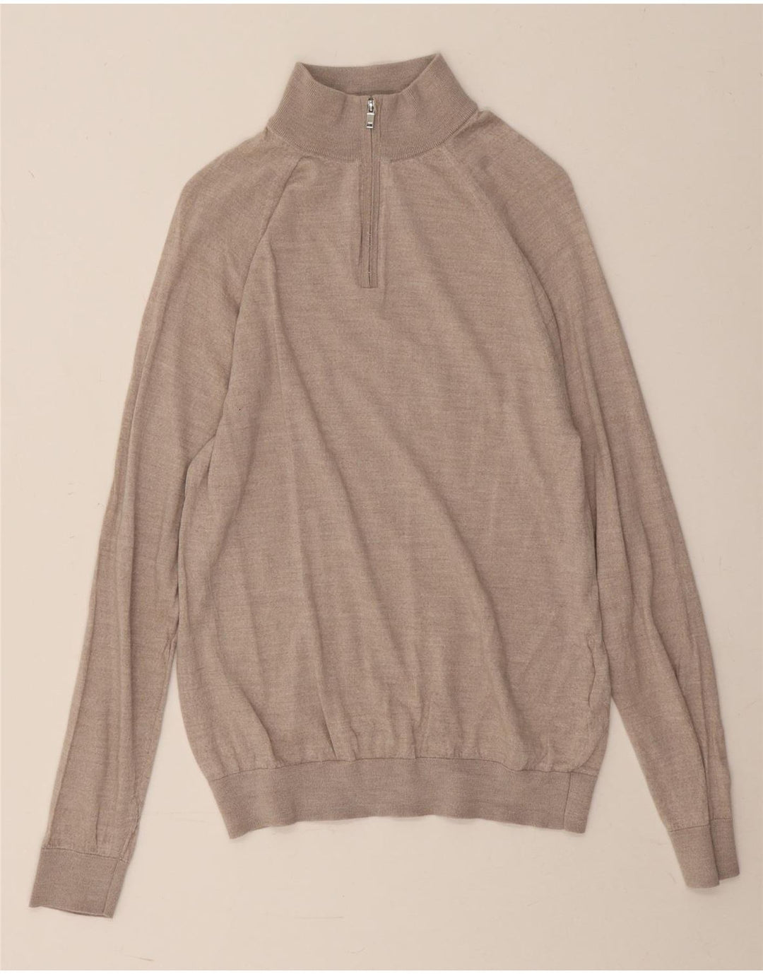 REISS Pull col zippé pour homme en laine gris moyen