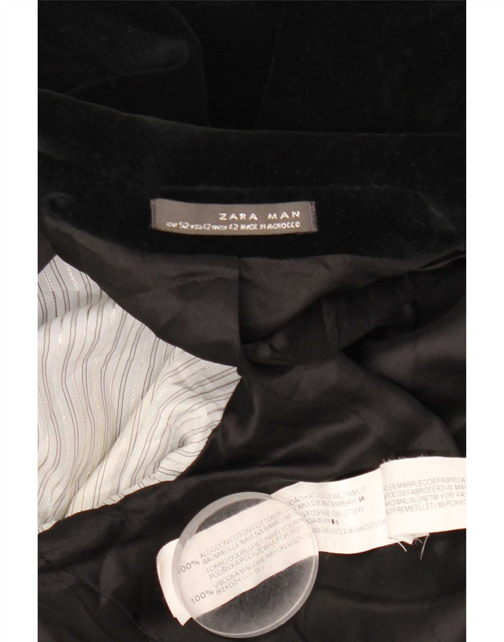 Zara Veste blazer en velours pour homme à 1 bouton EU 52 Grand coton noir