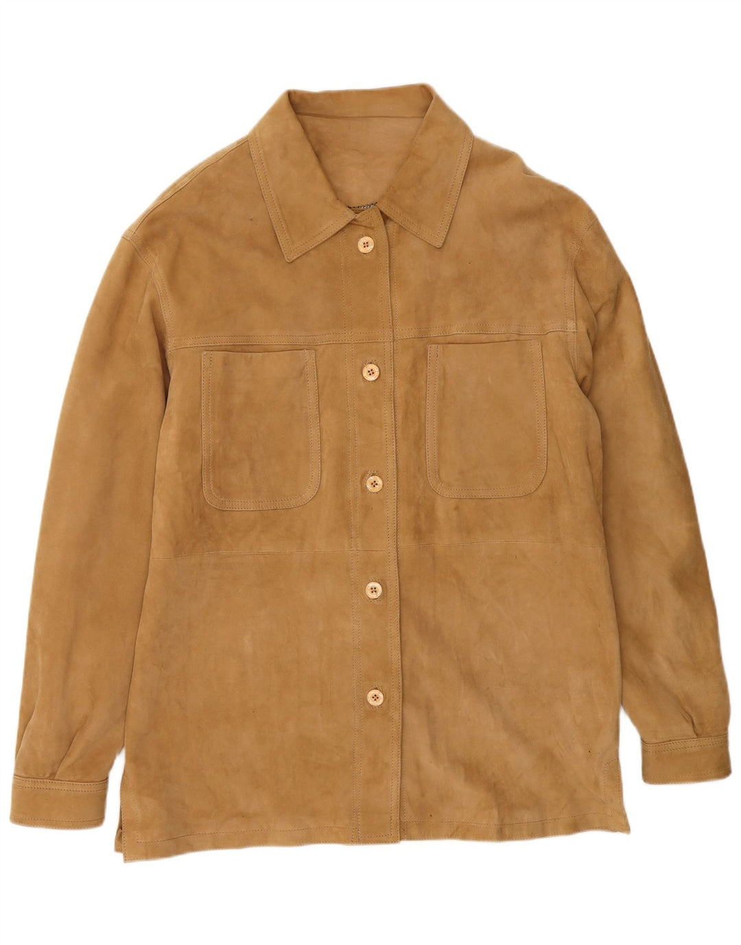 VINTAGE Veste en daim coupe ample pour femme UK 18 XL Cuir marron