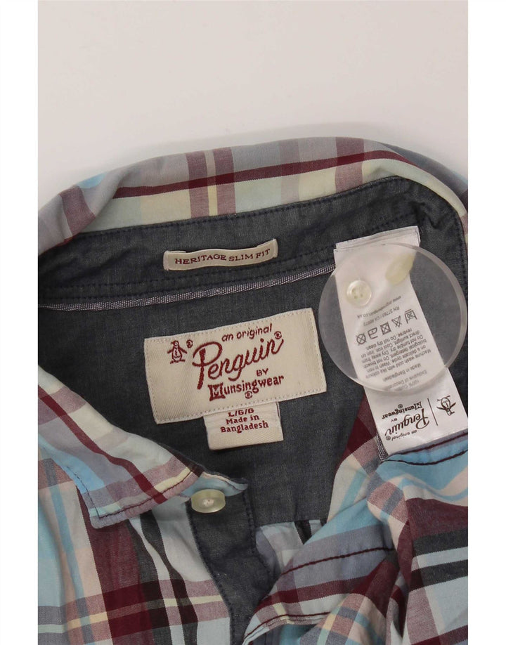 Penguin Chemise Slim Fit Heritage Homme Bleu à Carreaux en Coton