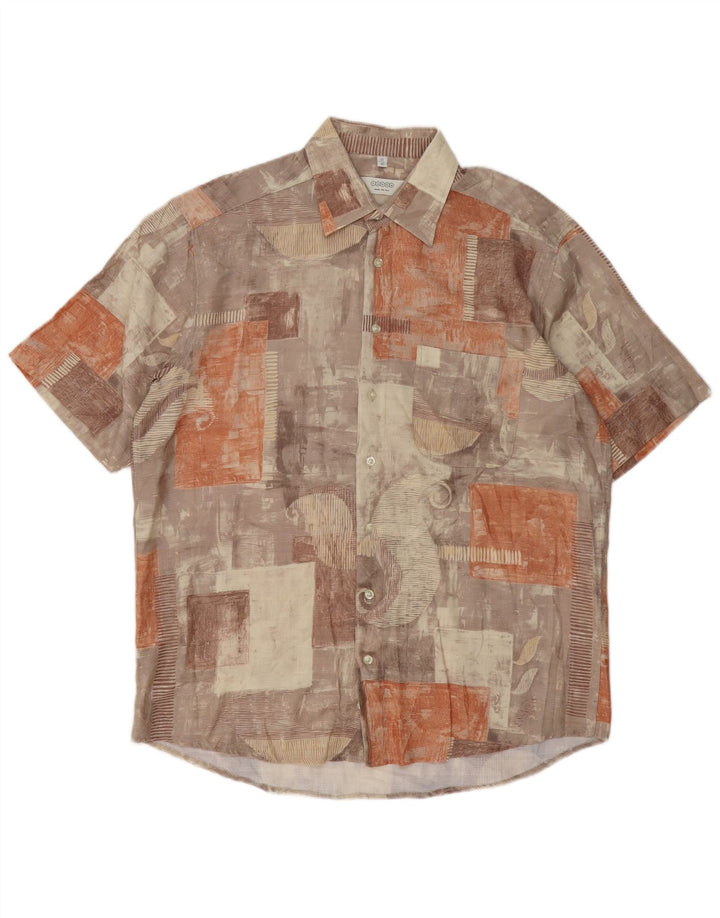 CANDA Chemise à manches courtes pour hommes Taille 42 16 1/2 Grand patchwork multicolore
