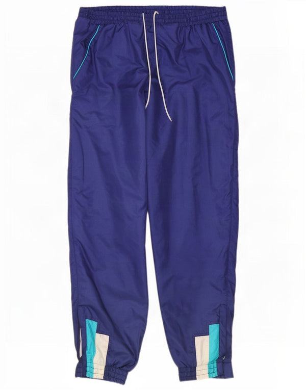 Vintage Mens Tracksuit Trousers Joggers Medium Navy Blue Colourblock