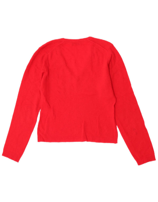 Benetton Pull court à col en V pour femme UK 6 XS Rouge