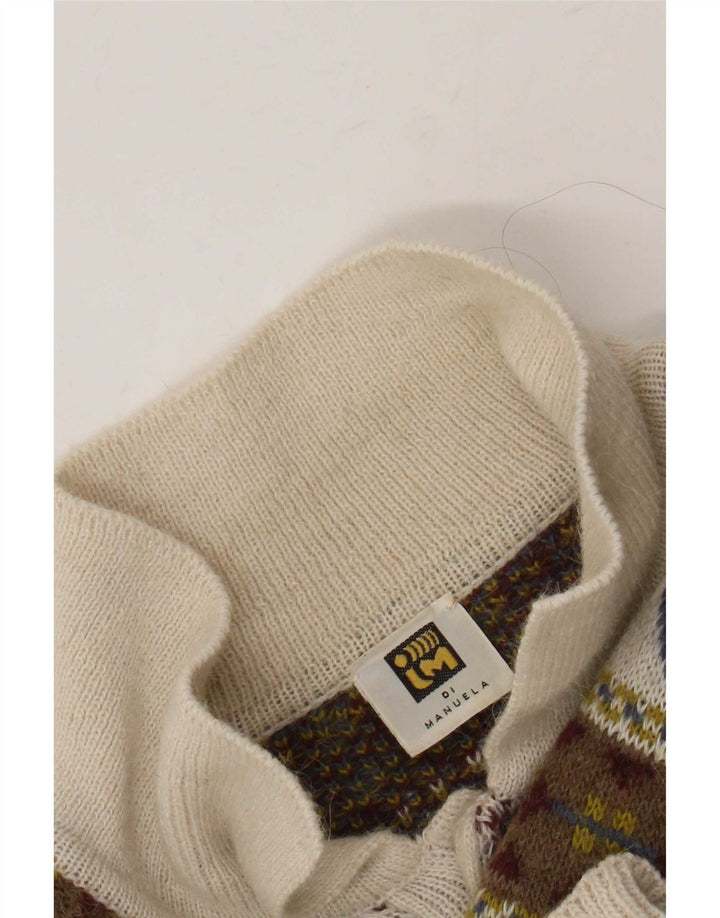 vintage Mens Polo Neck Jumper Sweater IT 50 Moyen Multicolore Rétro