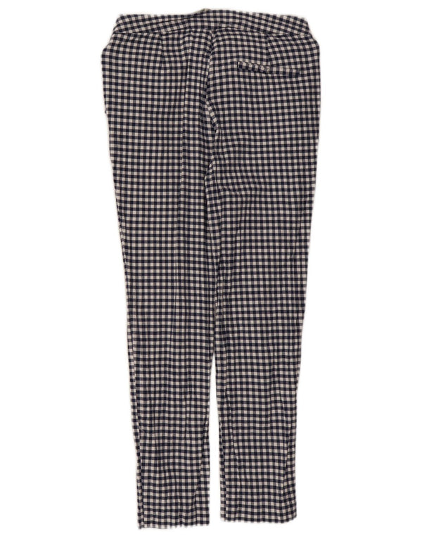 Zara Pantalon court skinny pour femme Medium W28 L25 Bleu marine en coton vichy