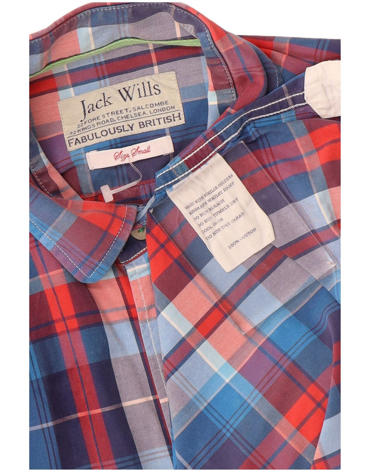 Jack Wills Chemise formelle pour homme en coton à petits carreaux bleus