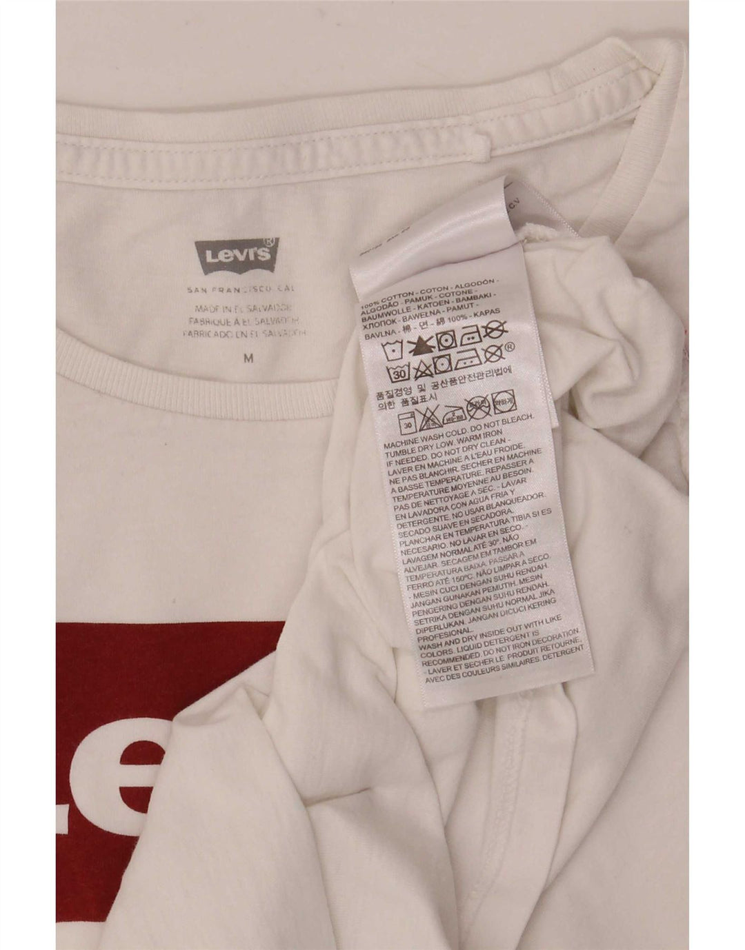 Levi's T-Shirt Graphique Femme UK 14 Coton Blanc Moyen