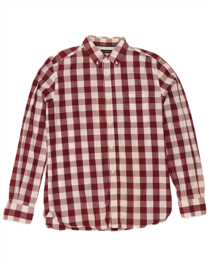 French Connection Chemise Homme Coton Vichy Bordeaux Moyen