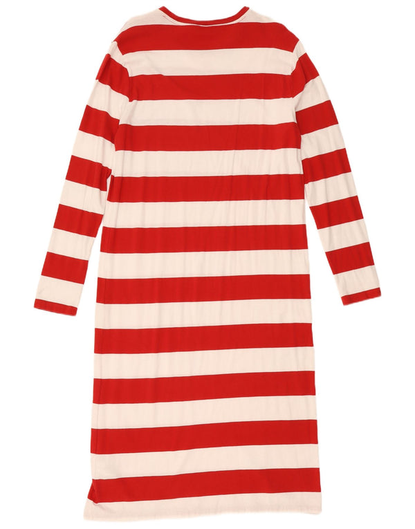 Polo Ralph Lauren Robe t-shirt à manches longues pour femme UK 14 Grande rayée rouge