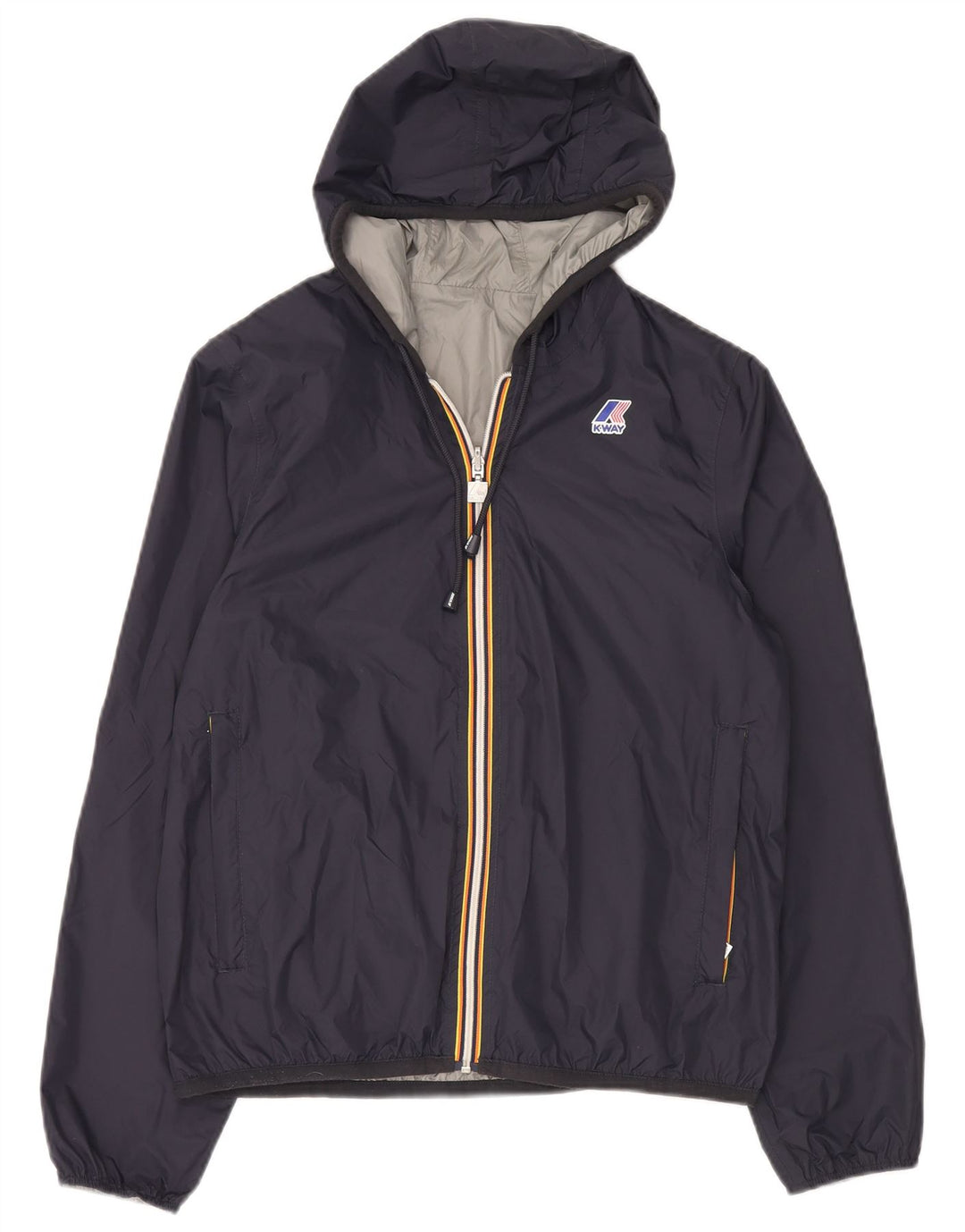 K-Way Veste de pluie réversible à capuche pour femme UK 14 Bleu marine moyen Polyamide