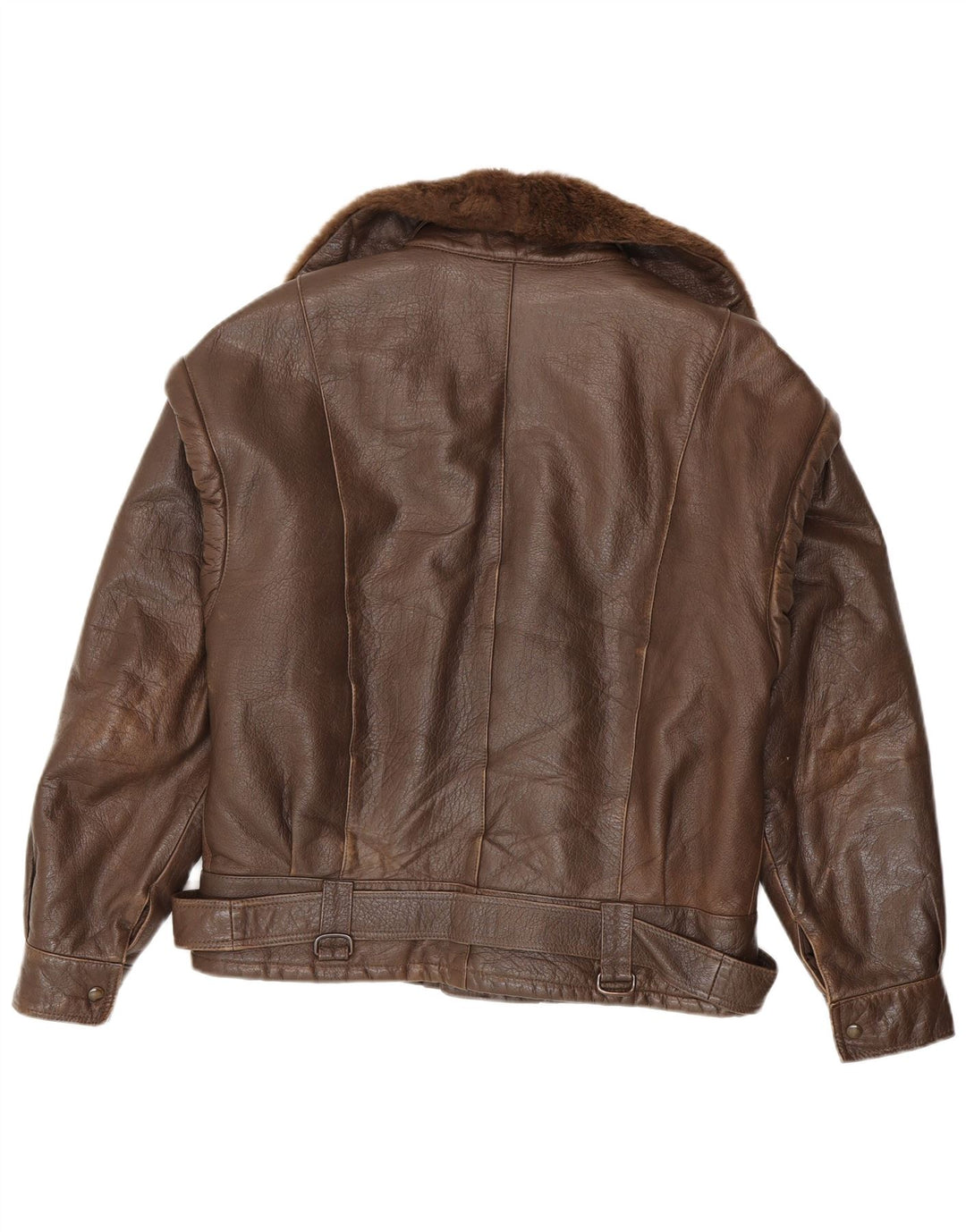 veste motard en cuir homme vintage UK 38 Cuir brun moyen