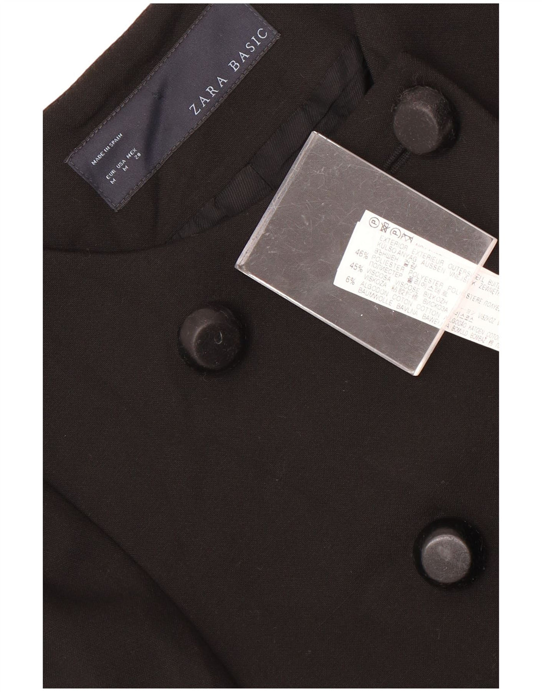 Zara Manteau croisé pour femme UK 12 Medium Noir Polyester