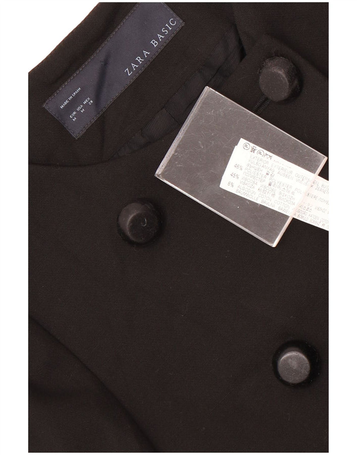 Zara Manteau croisé pour femme UK 12 Medium Noir Polyester