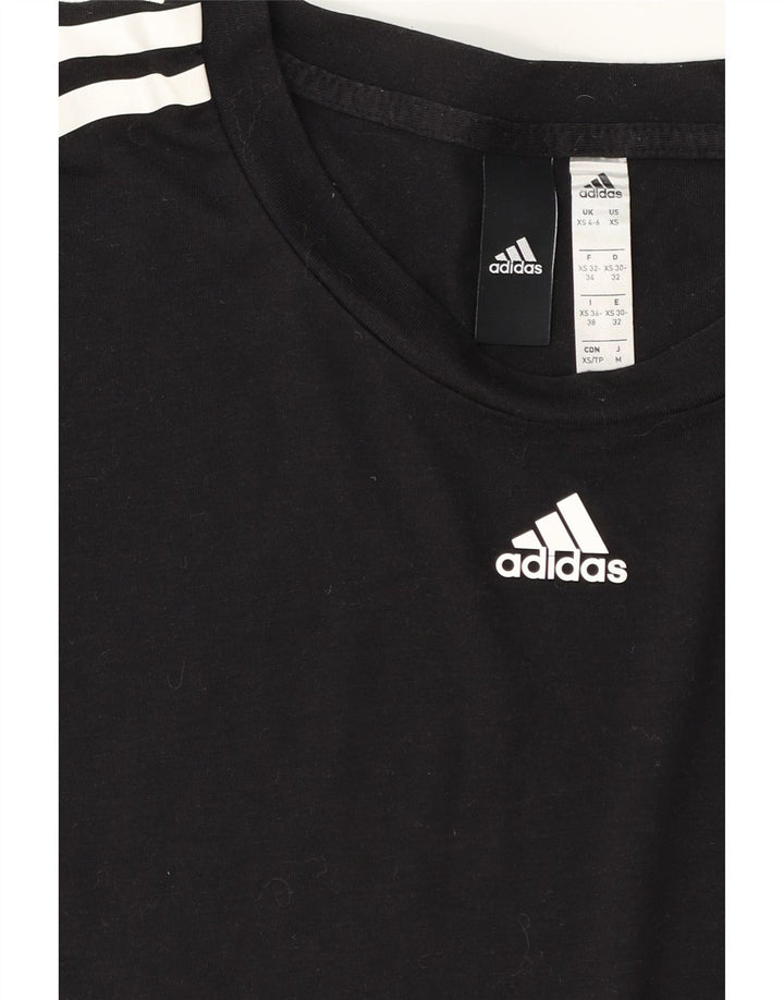 ADIDAS Womens Oversized T-Shirt Top UK 4/6 XS Black Polyester Vintage Adidas and Second-Hand Adidas from Messina Hembry 