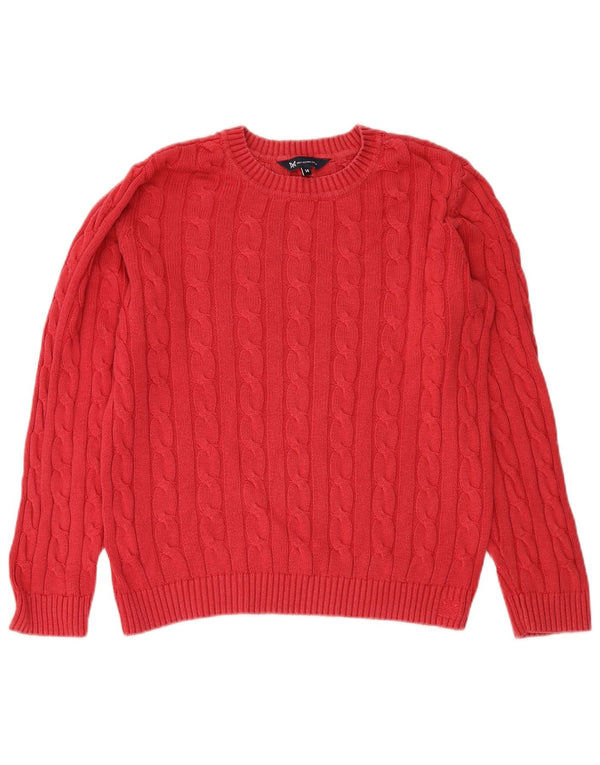 CREW CLOTHING Pull à col rond pour femme UK 14 Grand coton rouge