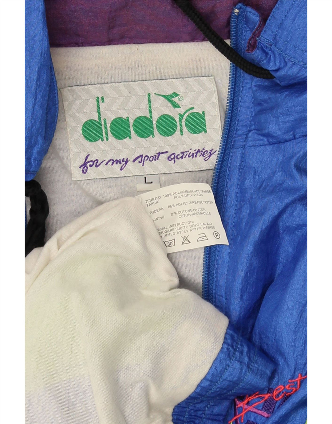 Diadora Veste de survêtement surdimensionnée graphique pour hommes, grand, bleu, color block