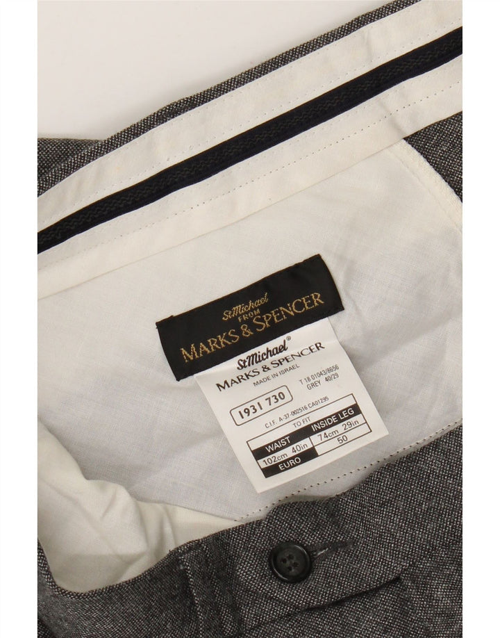 Marks & Spencer Pantalon de Costume Droit St. Michael Homme W40 L29 Gris Laine