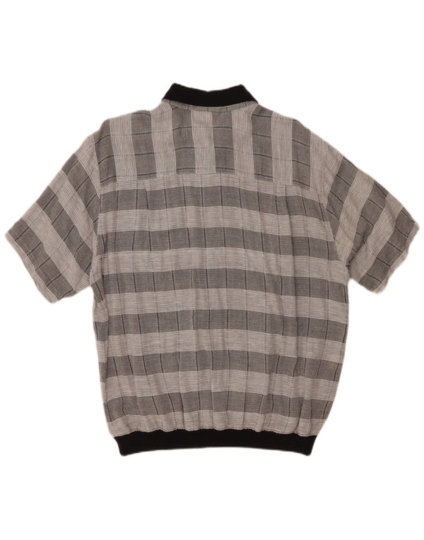 MALAGRIDA Chemise à Manches Courtes Homme XL Gris Carreaux Coton