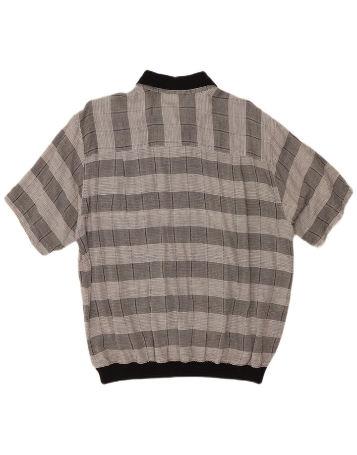 MALAGRIDA Chemise à Manches Courtes Homme XL Gris Carreaux Coton