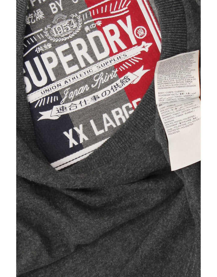 Superdry Haut Graphique à Manches Longues 2XL Homme Gris Coton