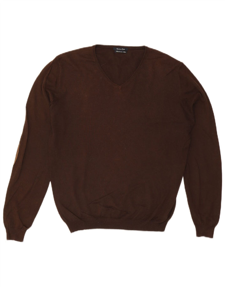 Massimo Dutti Pull Col V Homme Marron Moyen Cachemire
