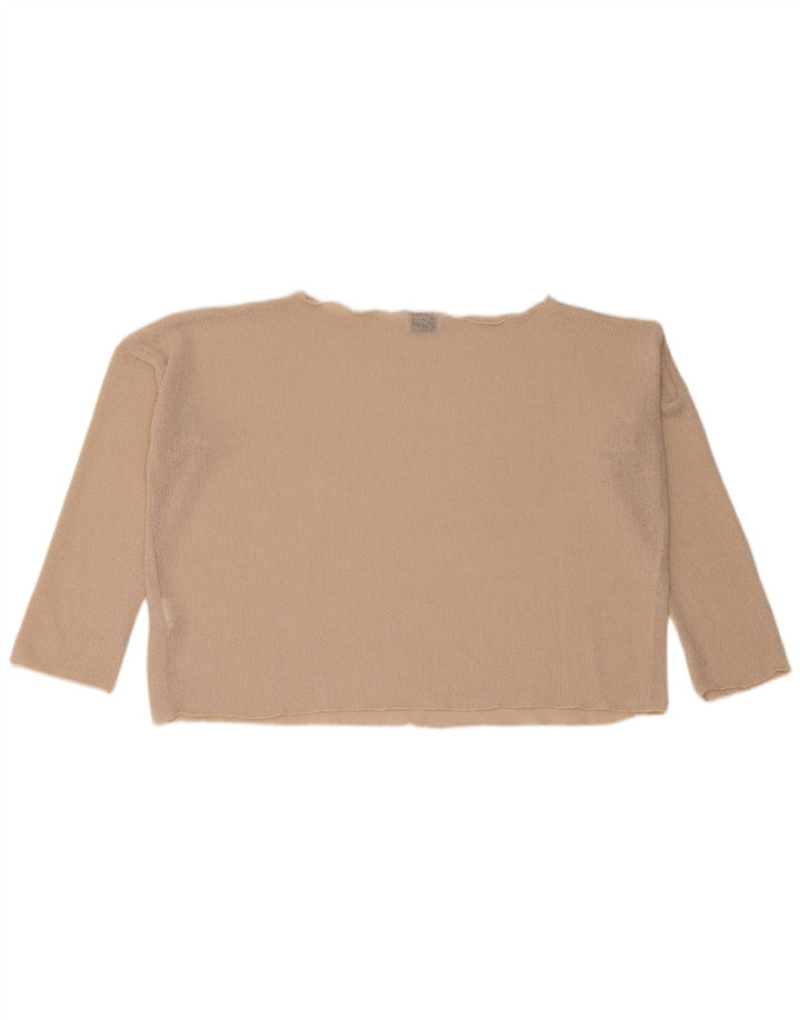 Zara Femme Crop Top Oversize Manches 3/4 UK 10 Petit Beige Polyester