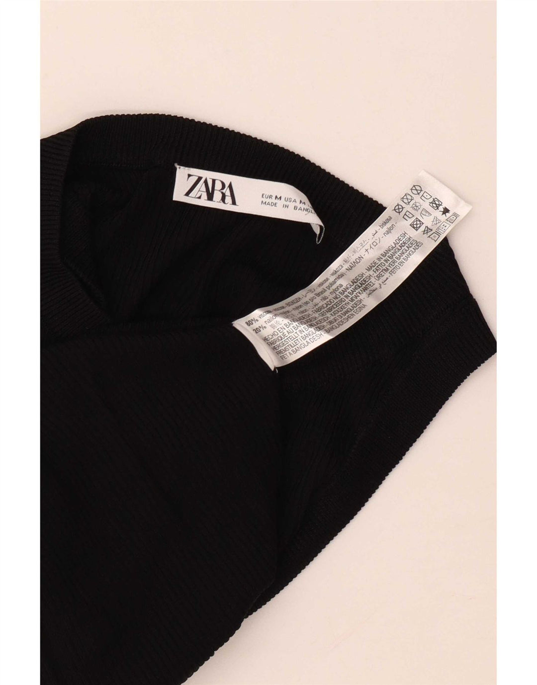 Zara Femme Débardeur UK 12 Medium Noir Viscose