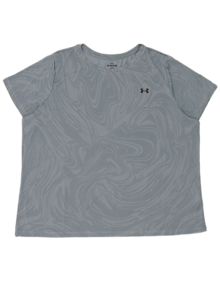 Under Armour T-Shirt Femme Top 2XL Bleu Géométrique Polyester