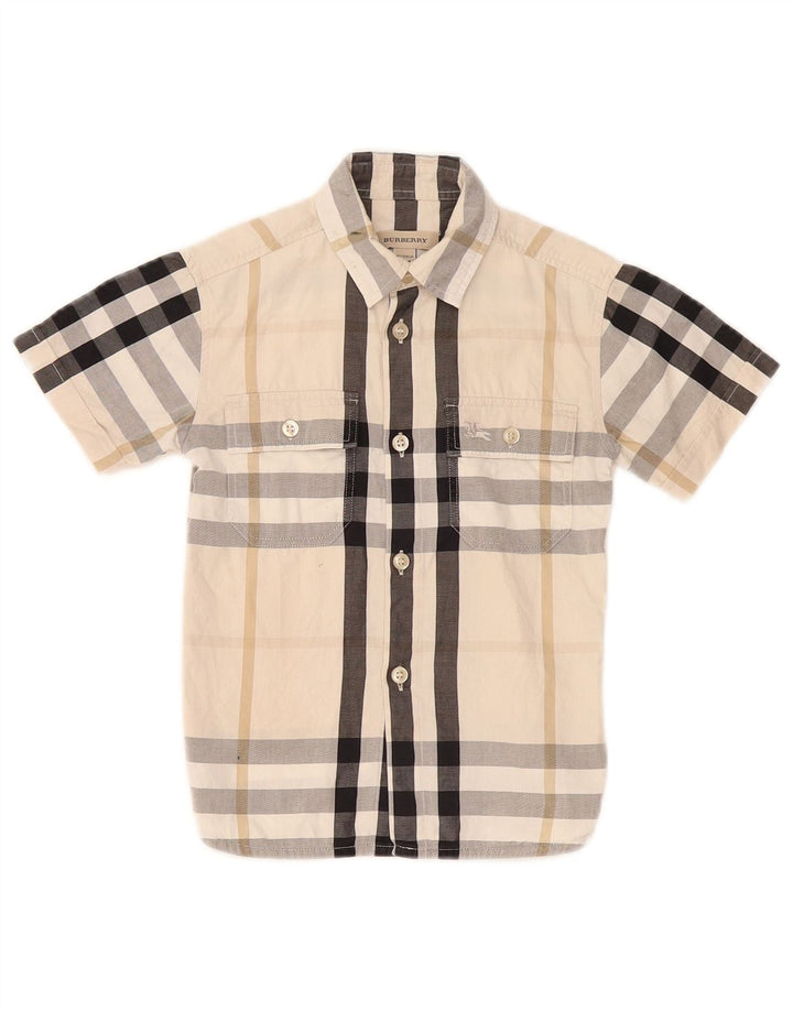 Burberry Chemise à manches courtes pour garçon 3-4 ans Beige Plaid