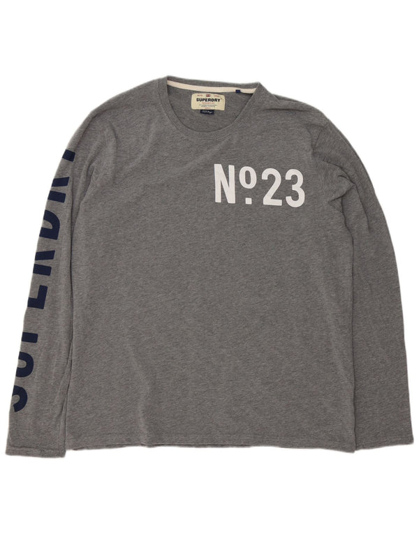 Superdry Haut Graphique à Manches Longues 3XL Homme Gris Coton