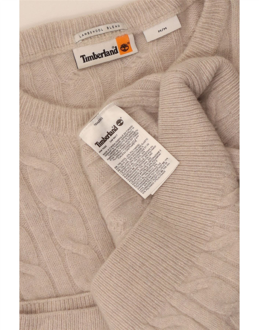 TIMBERLAND Pull Col Ras du Cou Homme Laine Beige Moyen