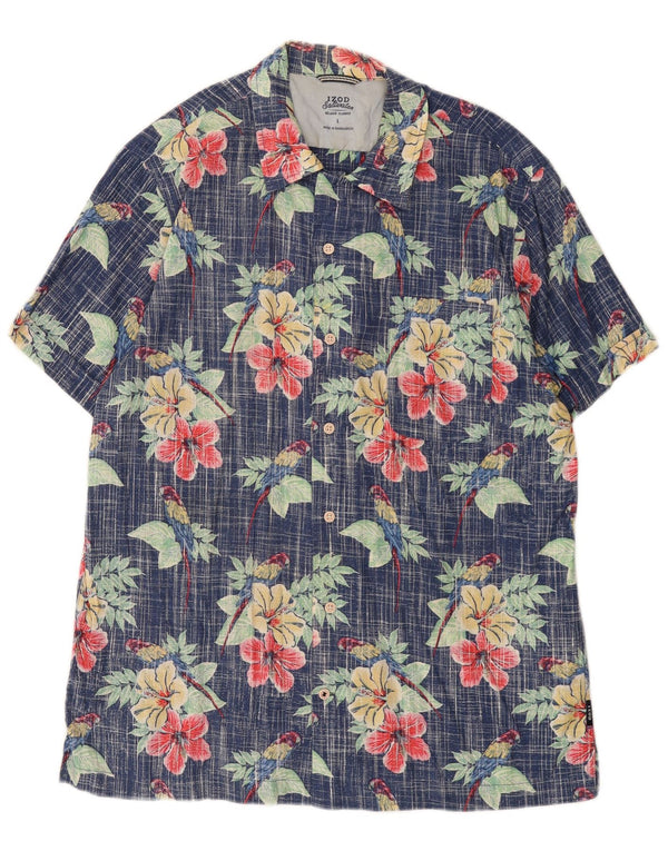Izod Chemise à manches courtes pour hommes en eau salée grand coton fleuri bleu