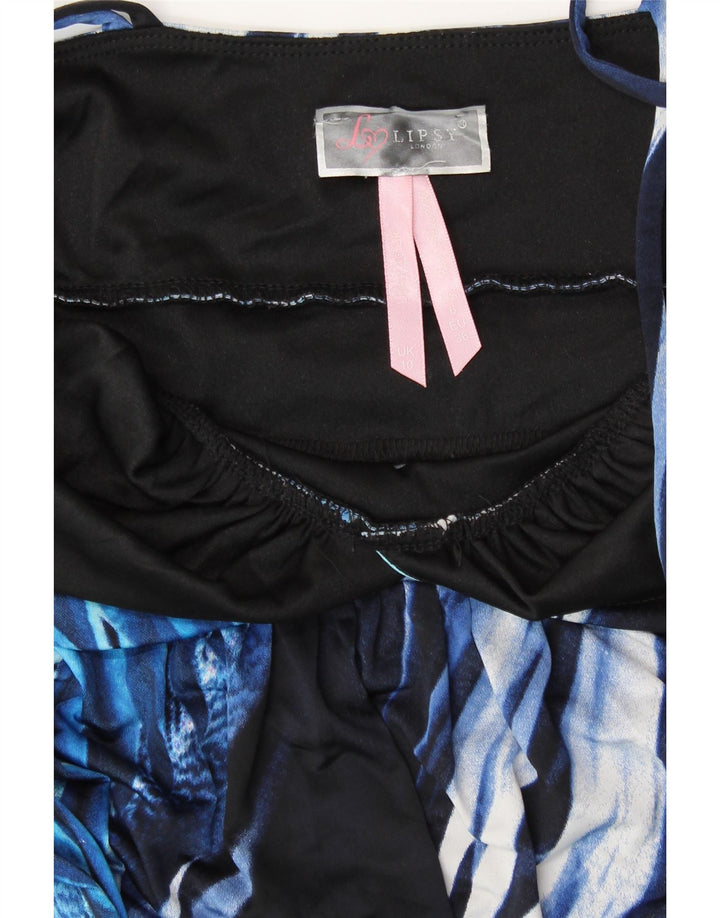 Lipsy Robe longue sans manches pour femme UK 10 Petit Bleu Floral