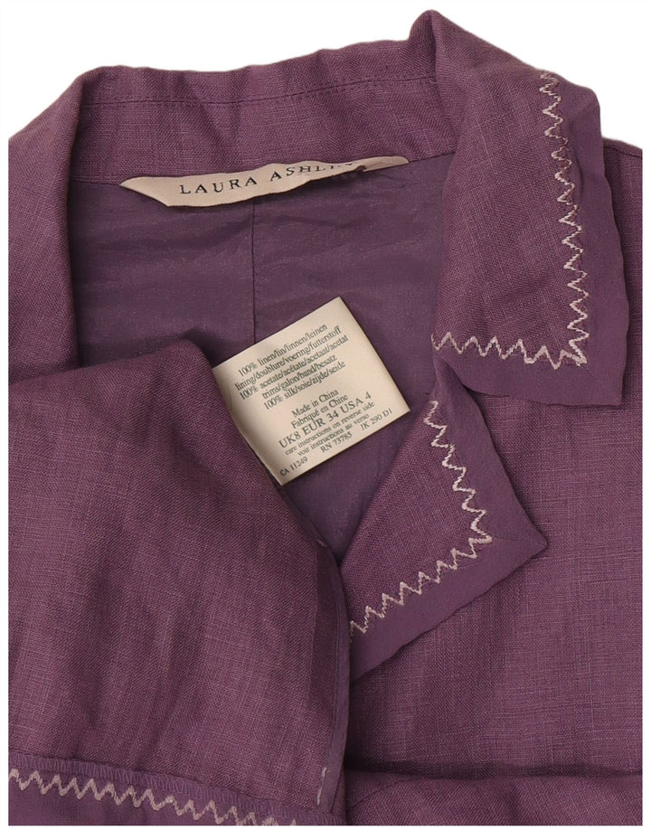 Laura Ashley Veste Blazer 3 Boutons pour Femme UK 8 Petit Lin Violet