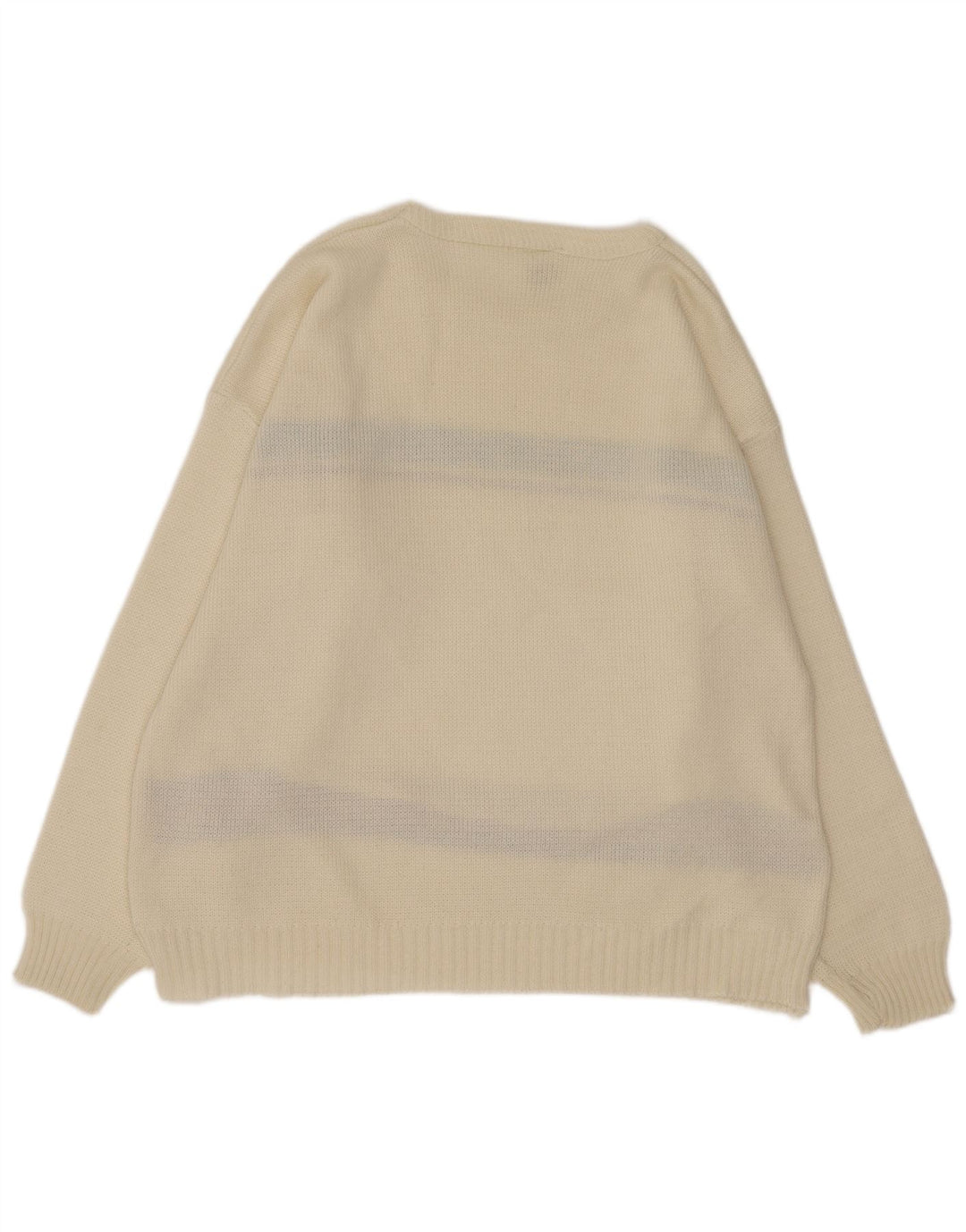 vintage Mens Boat Neck Jumper Pull Grand Off White Argyle/Diamant