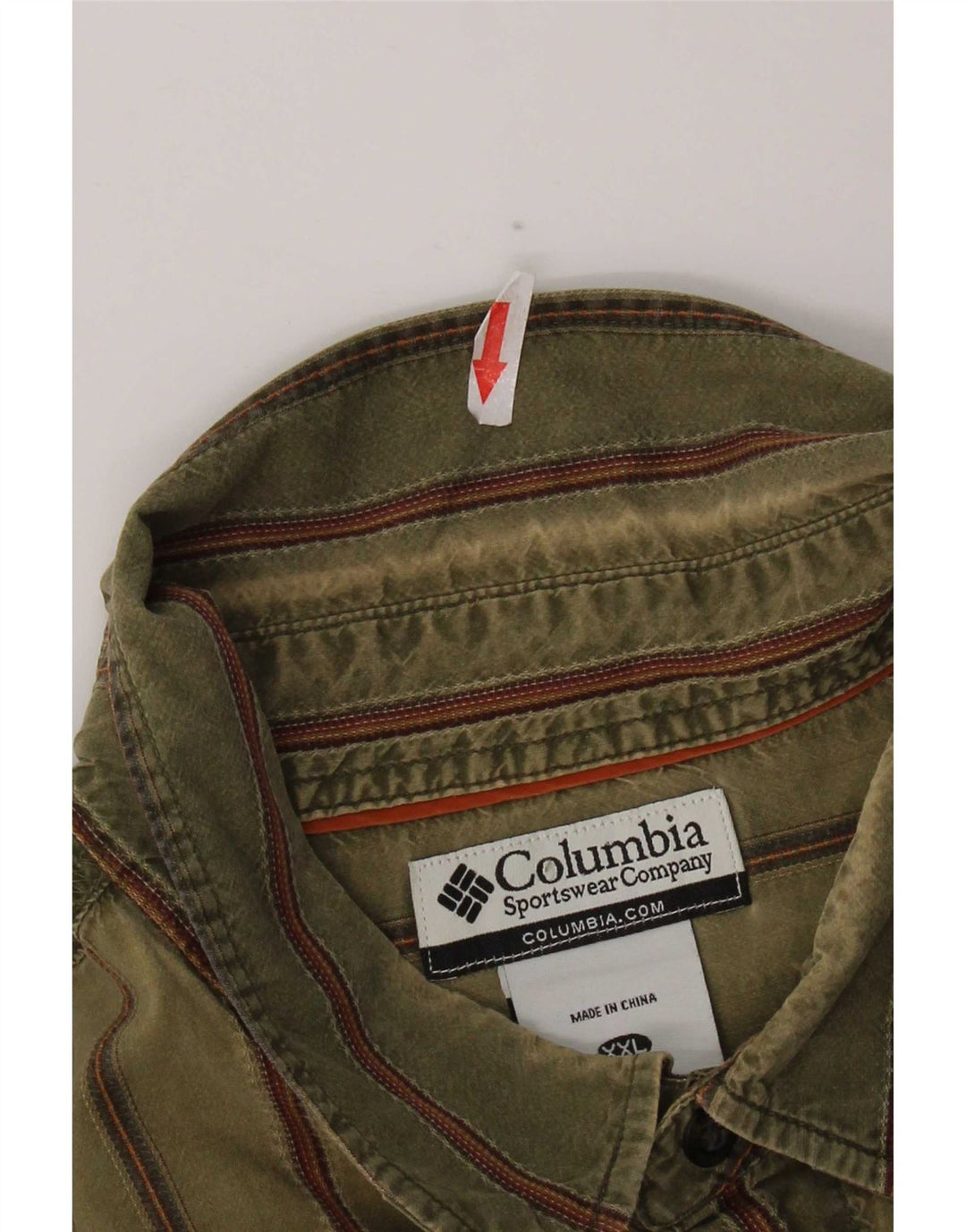 Chemise Femme Columbia 2XL Coton Rayé Kaki