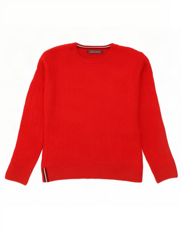 Tommy Hilfiger Pull ras du cou pour femme UK 14 Laine rouge moyen