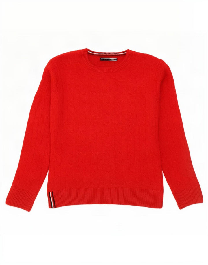 Tommy Hilfiger Pull ras du cou pour femme UK 14 Laine rouge moyen